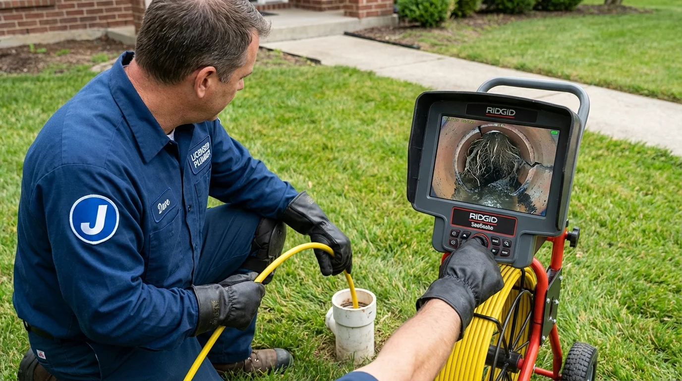 Sewer camera inspection being performed by Johns Plumbing LLC in Lyman